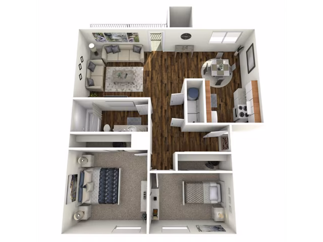 2 Bed, 1 Bath 20031-A floor plan